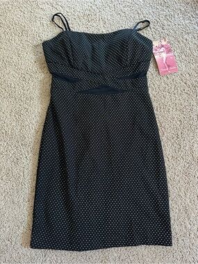 Emerald Sundae Black & Gold Spaghetti Strap Mini Dress.